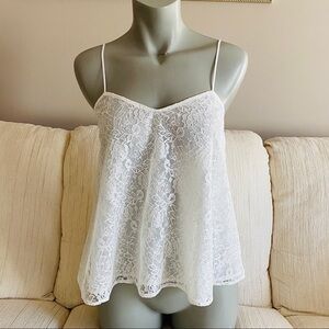 Topshop White Lace Top Spaghetti Straps Sz 4